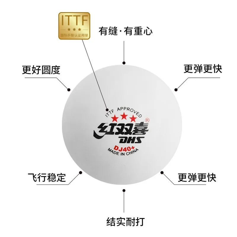 Original DHS D40+ 3 Stars Table Tennis Balls Professional 40+ Seamed Ping Pong Balls  ITTF Standard for WTT Competition
