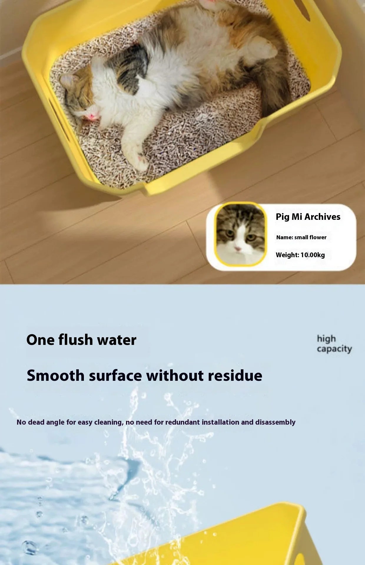 Cat Litter Box - Metal High Sided Cat Pan,Large Stainless Steel Box,Indoor Litter Tray,Non Stick,No Smell,Pet Toilet