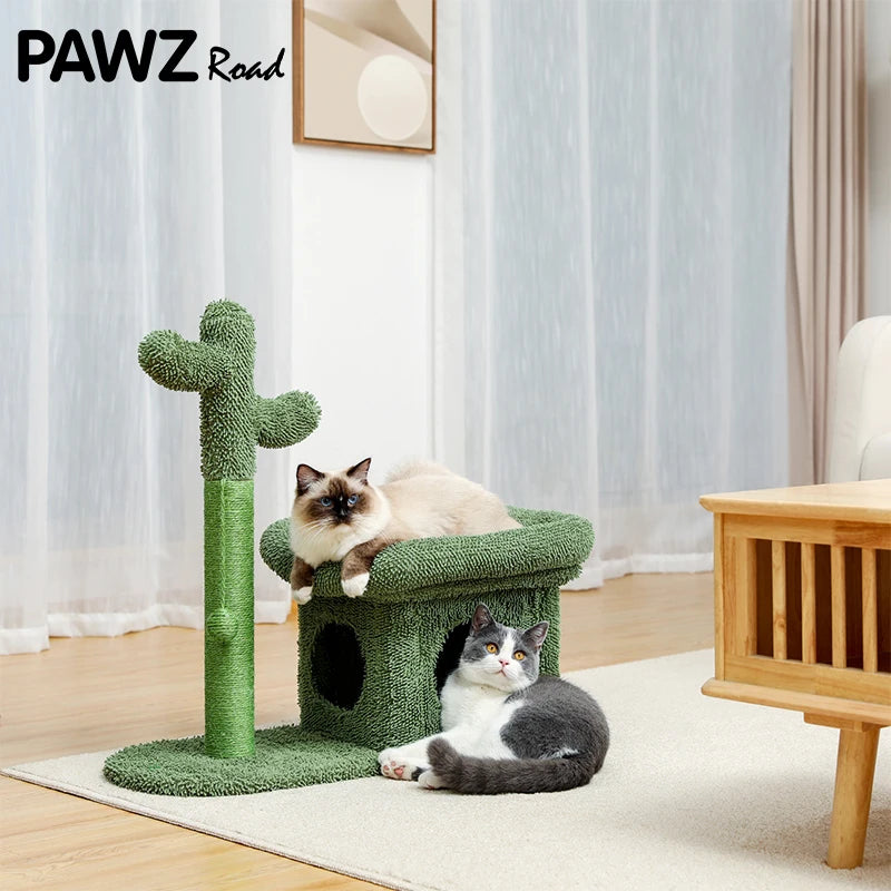Cactus Cat Tree Tower with Sisal Scratching Post Board for Indoor Cats Condo Kitty Play House Perch rascador gato arbre à chat